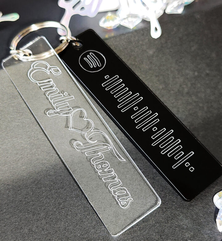 Engraved Spotify + Names Keychain